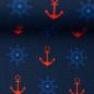 Preview: Canvas Heiner in marine mit orangen Ankern und blauen Steuerrädern